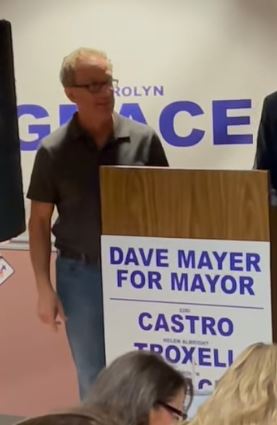 Pic from a video posted on Facebook from the Team Mayer 2025 victory speech.